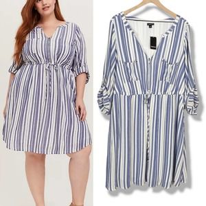 Torrid Long Sleeve Stripe Shirt Dress Womens 3 3X 22-24 New With Tags